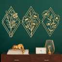 Peryiter 3 Metal Flower Wall Art Minimalist Floral Hanging Decor for Living Room Bathroom Kitchen Outdoor