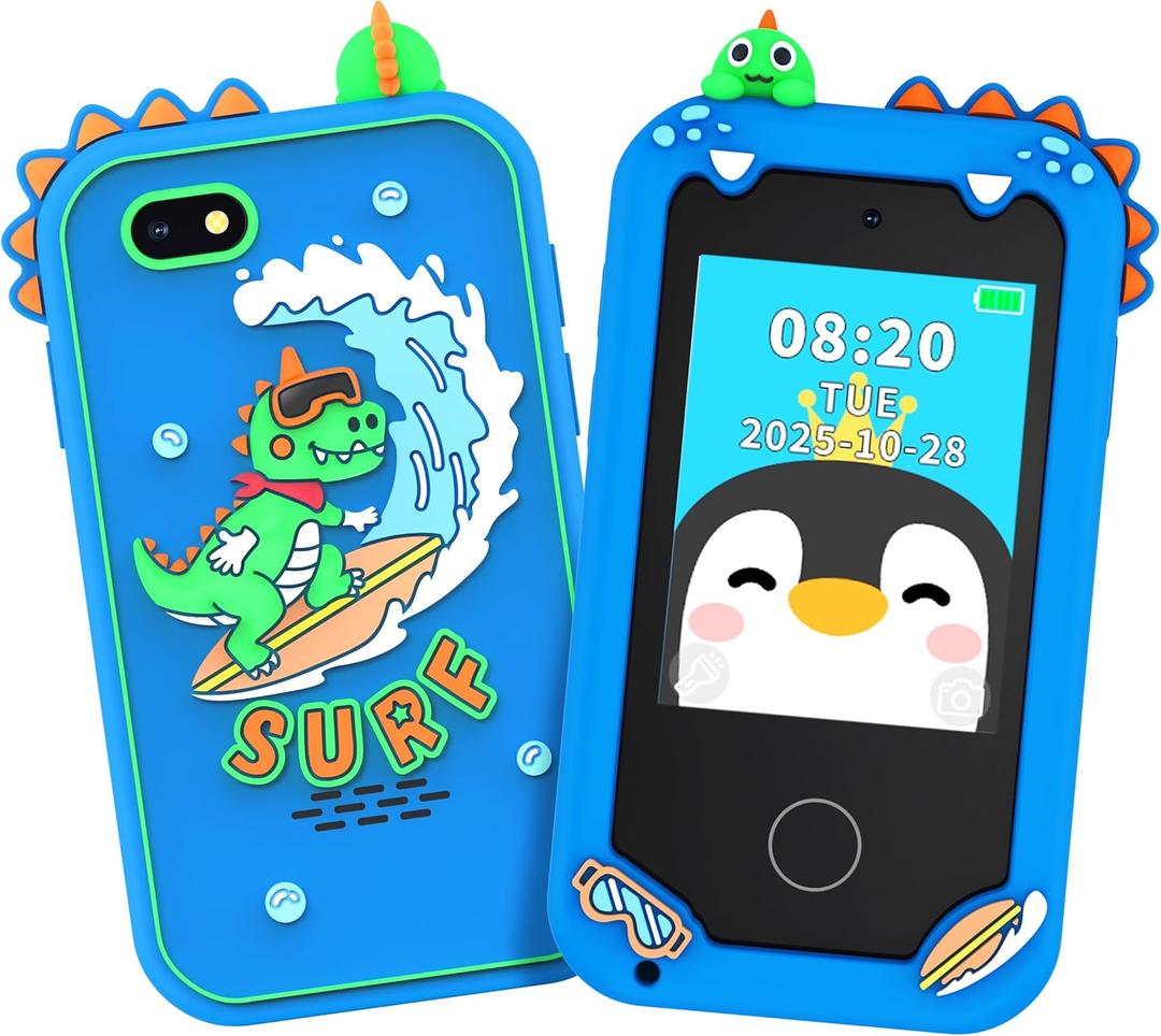 Phone for Kids, Kids Smart Phone for 3-8 Boys Toy, Pretend Play Toddler Phone with Camera & Games, Touchscreen Learning Educational Toy, Christmas Birthday Gift for 3 4 5 6 7 8 Year Old Boys (Blue)