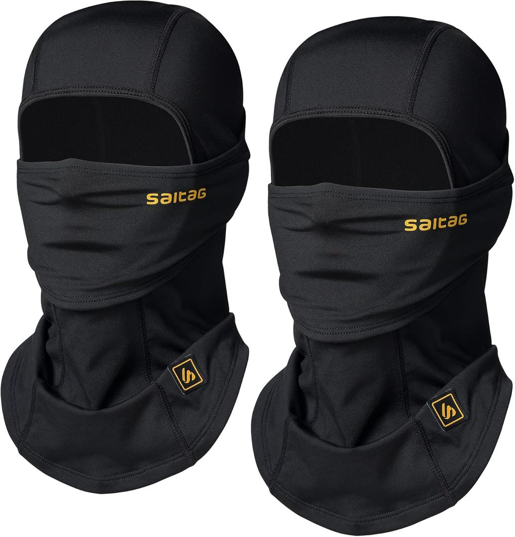 Balaclava Windproof Ski Mask Cold Weather Keep Warm Face Mask for Winter Motorcycling Ice Fishing Men (2pack -Black & Black)