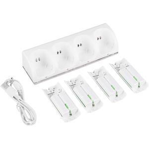 White 4 in 1 Charging Station Charger with 4Pcs 2800Mah Battery, LED Indicator Easy to Use Design Plastic Material(2800mAh)