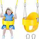DECORLIFE Toddler Swing - High Back Full Bucket Seat for Ages 1-3, 330lb Capacity, Baby Infant Swing Outdoor with Safety Design, Plastic-Coated Chains, Carabiners for Backyard, Garden-Yellow