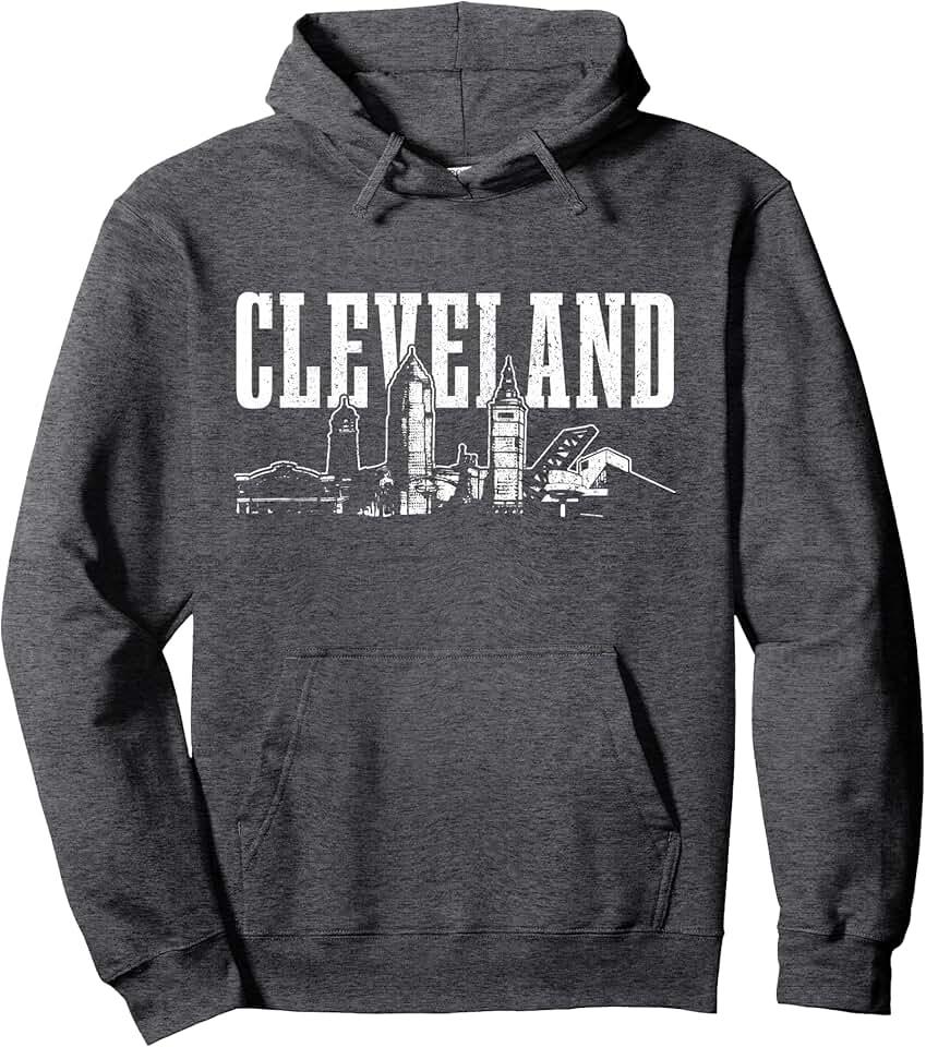 Cleveland Ohio Apparel Co. Cleveland Ohio Skyline Pride Vintage Cleveland Pullover Hoodie OEKO-TEX STANDARD 100
