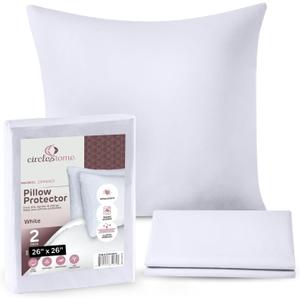 CIRCLESHOME European Pillow Protectors - 100% Cotton Breathable Pillowcases - 26 X 26 Square Pillowcases - Protects Pillows from Dirt, Dust and Debri (European- 2 Pack- 26x26) (White)