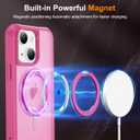 Designed for iPhone 15 Plus Case with 360 Rotatable Magnetic Ring Stand [Compatible Mag-Safe] [Military Grade Protection] Translucent Matte Phone Cases for Women Men 6.7'', Rose Red