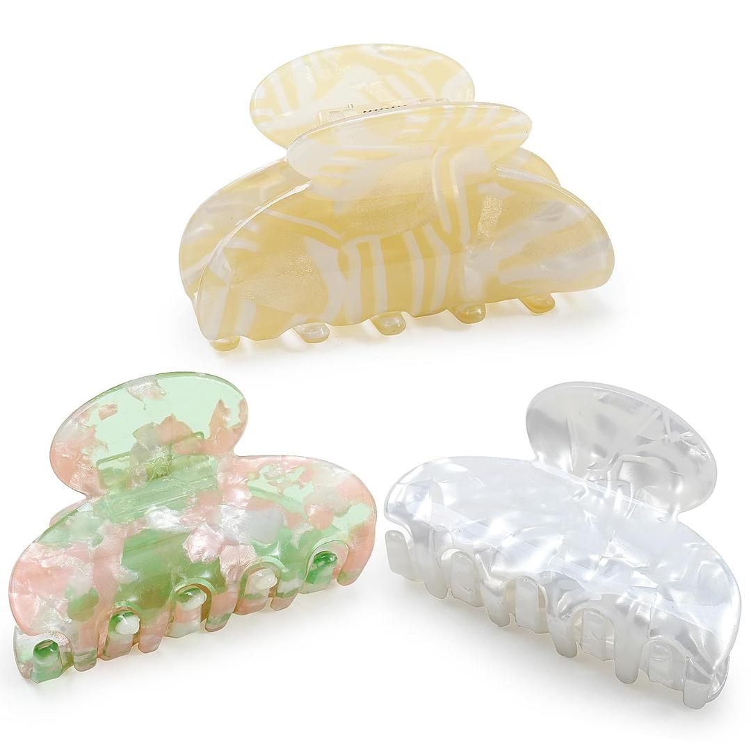 2 x Medium Claw Clips for Women Girls - Hair Clips for Thin or Thick Hair, Non-slip Jaw with Strong Hold for Hair Stylish Hair Accessories 3Pcs