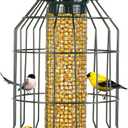 Squirrel-Proof Bird Feeder-Outdoor Cage-Type Mesh Peanut Hanging Bird Feeder for Small Wild Birds- Chew-Resistant and Weatherproof(Green)
