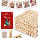 Mini Clothespins, Mini Clothes Pins for Photo, 100 Pack Wooden Small Clothes Pin with 32 FT Jute Twine String, Tiny Decorative Clothespin for Little Baby Shower Photos Clips Pictures Crafts Display