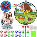Dart Board for Kids Ages 4-8 - 29" Double-Sided Dart Board with Sticky Balls and Darts,Boys Toys for Ages 8-13,Valentines Day Gifts for 7 8 9 10 11 12 13 14 Year Old, Indoor/Outdoor Party Game Toys (DINO+NUMBER)