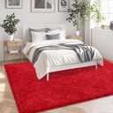 5x7 Red Area Rugs for Living Room, Fluffy Shag Rug for Bedroom Nursery, Ultra Soft Comfy, Fuzzy Shaggy Plush Carpet for Kids Boys Girls Teen Dorm Indoor Home Decor, Upgrade Non-Slip