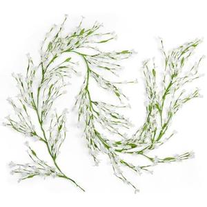 Canlierr 1 Pack 71 Inch Artificial Forsythia Branches Faux Flower Vine Garland Forsythia Flower Wreath Hanging Floral DIY Decoration for Front Door Home Indoor Valentine's Day Wedding Decor (White)