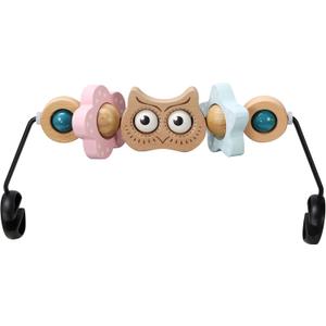 Baby Bouncer Toy Bar Wooden Compatible with Baby Bjorn Bouncer, Bouncer Toy Attachment, Tight and Secure Fit, So Fun to Watch, Touch and Spin for Babies All Ages (Wood Color Owl)