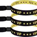 100 Pack VIP Metallic Wristbands for Event | Premium Cloth Wristband with Lurex Jacquard Weaving | Shimmering VIP Lettering Wristband for Events, Festivals and Access Control | Black