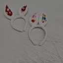 Jing xin 2PCS Sequin Bunny Ears Headbands White Rabbit Ears Headband Easter Bunny Hat for Women Party Costume
