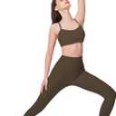 High Waisted Leggings for Women - Fold Over Tummy Control Yoga Leggings Compression Workout Athletic Gym Pants (Brown, L)