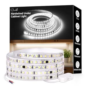cambk 72inch Hardwired Under Cabinet Lighting for Kitchen,120V Wired Undercounter Led Strip Lights 6000K White Waterproof, Luces para Cocina Bajo Gabinete Under Shelf Lights for Sink/Workbench