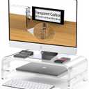 Acrylic Monitor Stand Riser Desk Shelf 2 Tier, 5 Inches High, Laptop Stand for Desk Clear Computer Desk Organizer Shelf for PC/Printer Storage Laptop Desktop Stand Organization