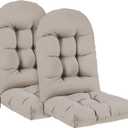 Outdoor Adirondack Chair Cushions Set of 2, 44x19x4 Inch Rocking Chair Cushion, High Back Patio Soft Seat Pad with Ties, Indoor Outside Use, Fade-Resistant & Waterproof, Beige