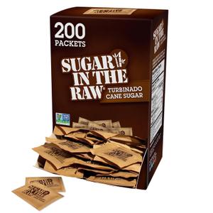 Sugar In The Raw Turbinado Cane Sugar Packets, 200 Ct Box, 1 Pack, Pure, All-Natural Turbinado Sugar, Non-GMO Project Verified, Kosher, Vegan and Gluten Free Sugar In The Raw Turbinado Cane Sugar Packets, 200 Ct Box, 1 Pack, Pure, All-Natural Turbinado Sugar, Non-GMO Project Verified, Kosher, Vegan and Gluten Free