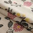 Watercolor Colorful Flowers Linen Kitchen Valance, Light Filtering Rod Pocket Small Window Curtains Valance for Kitchen Cafe Living Room Bathroom 54" x 18" Blush, Orange, Yellow