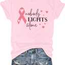Cancer Shirt for Women Breast Cancer T-Shirt Nobody Fights Alone Shirts We Wear Pink Shirt Ribbon Short Sleeve Tee Tops (M)