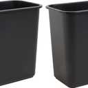 United Solutions 7 Gallon / 28 Quart Space Saving Trash Wastebasket, Fits Under Desk and Small, Narrow Spaces in Commercial, Kitchen, Home Office, and Dorm, Easy to Clean, Black, (WB0338) (Pack of 2)