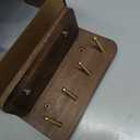 Key Holder Wall Mount, Solid Wood Key Holder for Wall with 4 Brass Hooks & Hidden Magnets, 15 Incline Hooks & Grooved Design to Prevent Slipping, Vintage Brown Key Hanger