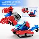 Magnetic Dinosaur Transforming Robot Toys, 6-in-1 Dino Construction Trucks for Kids, Magnetic Car Toys for Boys Girls Age 3 4 5 6 7 8, STEM Educational Christmas Building Gift, Large