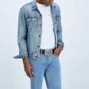 Levi's Mens Leather Jean Belt with Removable Plaque Buckle - Big Buckle, Cowboy belt (Black)