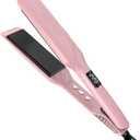 Wide Hair Straightener Flat Iron 1.75 Inch - Professional Ceramic Flat Iron Fast Styling - Dual Voltage Hair Straightening Iron for All Hair Types (Dark Pink)