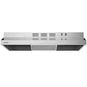 COMFEE' CVU30W2AST Range Hood 30 Inch Ducted Ductless Vent Hood Durable Stainless Steel Kitchen Hood for Under Cabinet with 2 Reusable Filter, 200 CFM, 2 Speed Exhaust Fan Silver