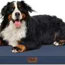 Outdoor XXL Dog Bed Waterproof, Dog Bed for Extra Large Dogs, Orthopedic Egg Crate Foam Pet Bed with Washable Removable Oxford Cooling Cover, 47x29 Inch, Navy