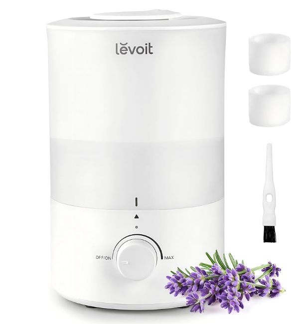 LEVOIT - Humidifiers for Bedroom - Quiet (3L Water Tank) - Cool Mist/Top Fill/Essential Oil Diffuser/25Watt - Home/Large Room - 360° Nozzle - Rapid Ultrasonic Humidification for Baby Nursery/Plant