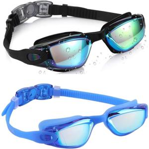 Aegend Kids Swim Goggles, Pack of 2 Swimming Goggles for Children Boys & Girls Age 3-14 (Aqua & Blue)