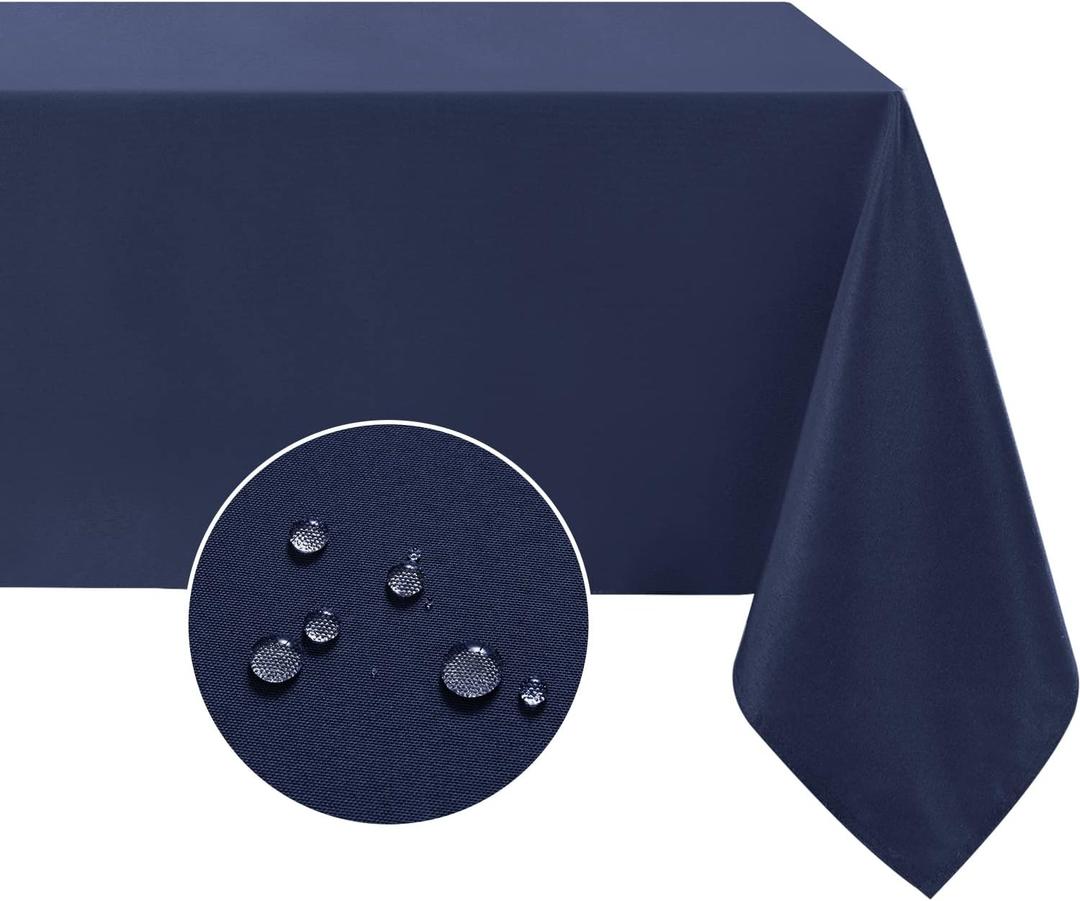 Softalker Rectangle Tablecloth, Waterproof & Stain Resistant Table Cloths Wrinkle Free Fabric Washable 210GSM Polyester Table Cover for Dining/Party/Outdoor - 60 x 102 inch,Navy Blue