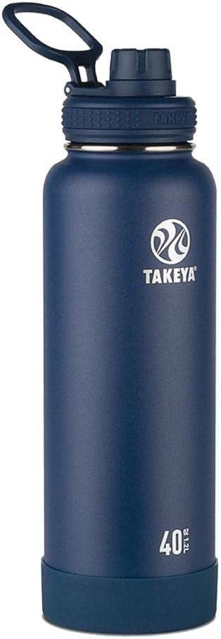 Takeya 885395510040 Actives Insulated Stainless Steel Bottle, Spout Lid Midnight 40oz
