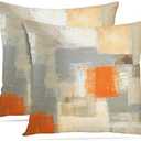 Britimes Throw Pillow Covers Modern Home Art Decor, 20 x 20 Inches Set of 2 Pillow Cases Decorative, Abstract Oil Painting Pillowcases for Bedroom, Living Room, Cushion Couch Sofa, Beige Orange