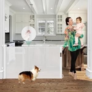 Reinforced 60" Wide Retractable Baby Gate with Reinforced Rods, 5 ft Retractable Dog Gate Indoor/Outdoor Baby Gate Retractable Gate - Bottom Anti-Escape, White