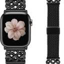 TOYOUTHS Braided Magnetic Band Compatible with Apple Watch Bands 38/40/41/42/44/45/46/49mm Women Men, Dressy Celtic Metal Stretchy Elastic Strap for iWatch Series 11 10 9 8 7 6 5 4 SE/Ultra 3 2 1 (Black/Black)