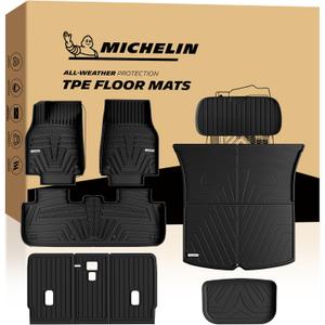 Michelin Vehicle Mat, All-Weather TPE Custom Fit Liner for Tesla Model Y 5 Seat Floor Mats 2025-2027 (9 Piece), Elite