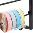 Yonynise Ribbon Storage Organizer,31.5-inch Width Wall Mounted Ribbon Holder Rack,7 Tier Large Capacity Metal Ribbon Storage for Craft Room,Flower Shop,Cake Shop,Gift Wrapping Paper,Black