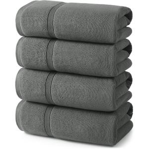 ecolook Bath Towels Set of 4,100% Cotton,27 x 55 Inches,Quick-Drying & Absorbent,Soft,Lightweight Towels for Bathroom,Shower,Spa, Gym & Hotel,Dark Gray
