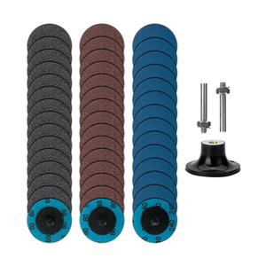 Bates Quick Change Sanding Discs - 47 Pcs, 2-Inch With 1/4" Holder, Grinding and Abrasive Wheels for Drill, Grinder Pads