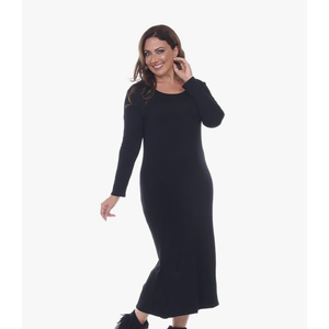 Womens Long Maxi Ria Dress with Long Sleeves, Large