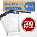 Reli. Poly Mailers 12x15.5 | 500 Pcs Bulk | Shipping Envelopes | White Packaging Bags for Shipping | Non-Padded Polymailers, Self Sealing Mailing Bags for Clothing, Bulk (White)