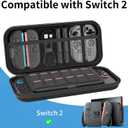 HEYSTOP Carrying Case for Nintendo Switch 2, Water-Resistant Hard Shell Travel Pouch with 12 Game Slots, Slim Storage Bag for Backpacking & Road Trip, Secure Straps & Dual Zippers, Black