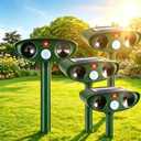 4 Pack Solar Ultrasonic Animal Repeller Outdoor Animal Deterrent Devices Waterproof, Effective Against Deer, Cat, Squirrel, Dog, Raccoon, Skunk, Rabbit Repellent for Yard Garden Protection