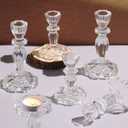 Clear Candlestick Holders Set of 6, Taper Candle Holders, 4.3" H & 6.3" H Glass Candle Holder for Candlesticks & Pillar Candles, Crystal Candle Holders for Wedding and Home Decor
