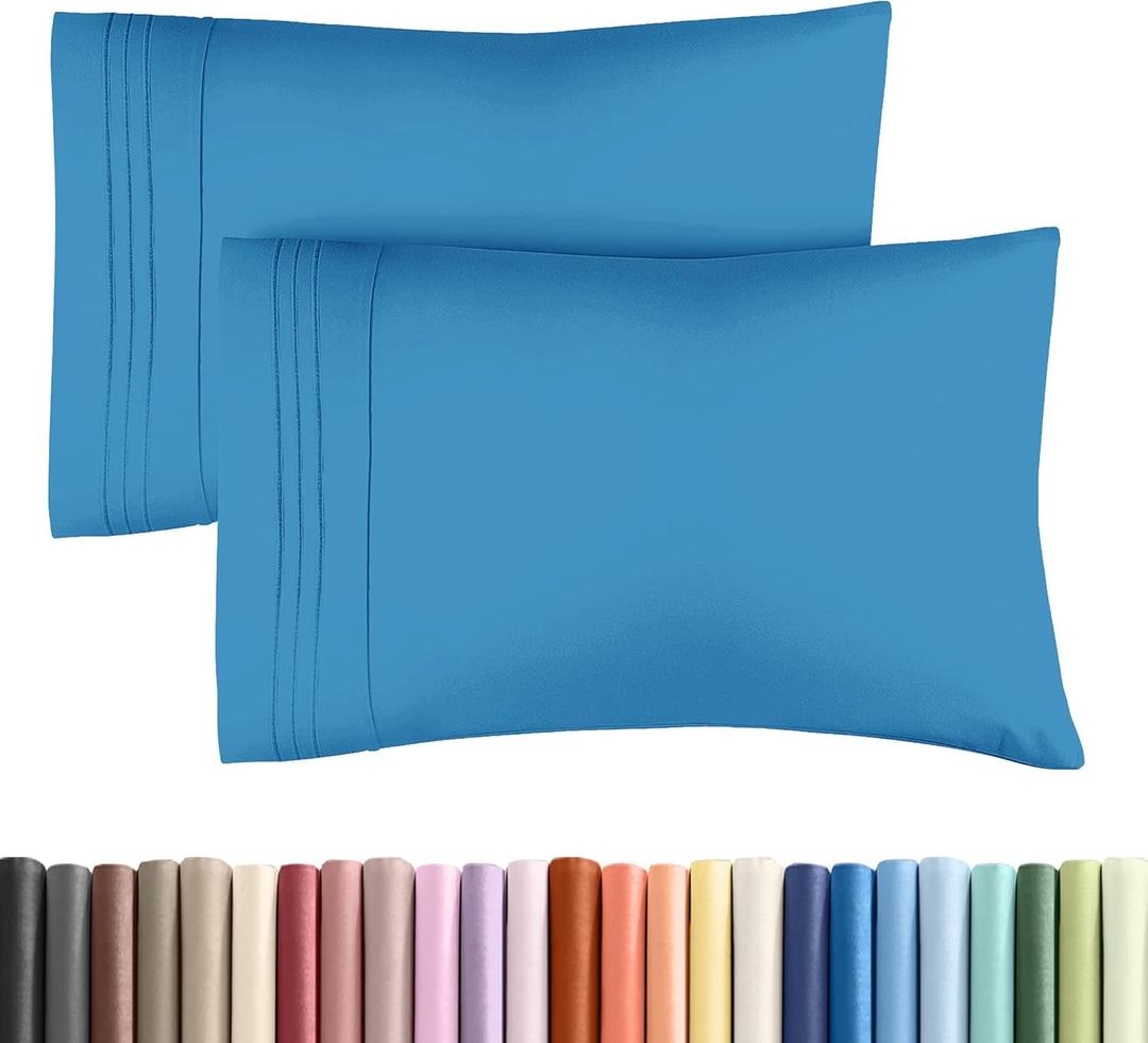 Queen Pillow Cases Set of 2 - Ultra Soft Hotel Quality Pillowcase Covers - Comfy Cozy Bedding for Women, Men, Kids & Teens - Machine Washable Pillow Protectors - 2 Pieces Set - Queen Size Denim Blue