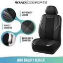 Road Comforts Car Seat Cover Full Set, Leather Mesh Seat Covers, Airbag Compatible, Universal Fit for Most Cars, SUVs, Trucks, and Vans - Black