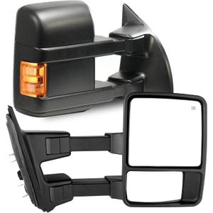 PZ Driver And Passenger Side Tow Mirrors With Power Heated,Amber Signal,Black,Replacement Fit For 1999-2007 F-250 F-350 F-450 F-550 Super Duty